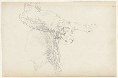 Studio di un gatto sdraiato e una testa di ragazza da Matthijs Maris