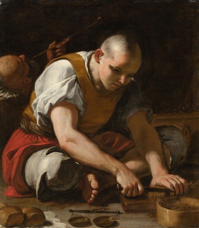 Un uomo che taglia il tabacco da Mattia Preti