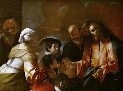 Cristo Benedice i Bambini Lasciate che i piccoli bambini vengano a me, c. 1635 da Mattia Preti