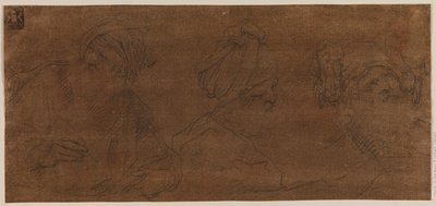 Tre studi di un vecchio con un turbante da Mattia Preti