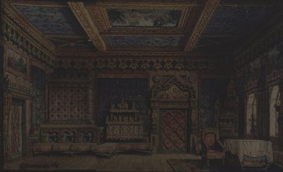 Scenografia per la pièce teatrale Morte di Ivan il Terribile di A. Tolstoy da Matvey Andreyevich Shishkov