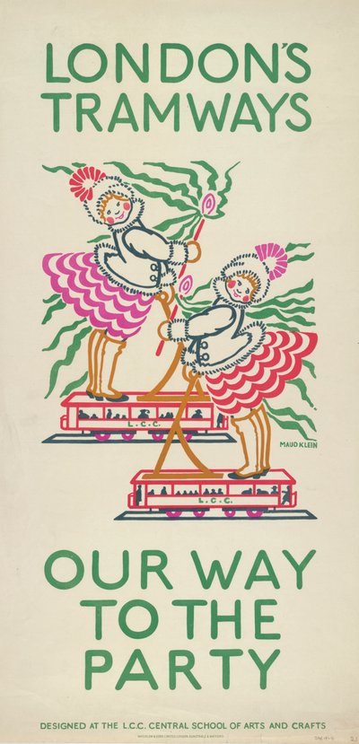 Il Nostro Cammino verso la Festa, manifesto del Tramways del Consiglio della Contea di Londra da Maud Klein