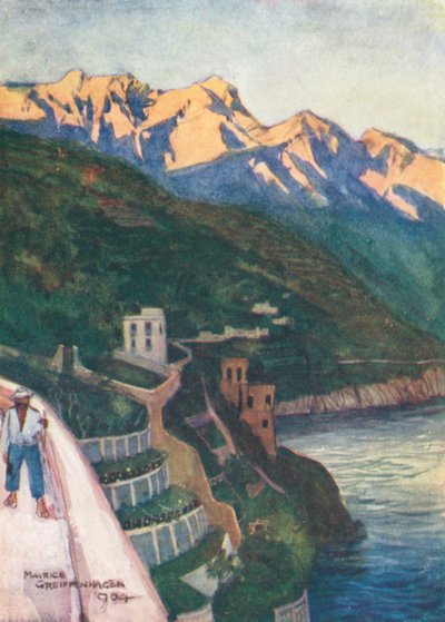 Minori al tramonto (litografia a colori) da Maurice (after) Greiffenhagen