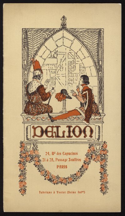 Illustrazione di copertina per il catalogo di cappelli emesso da Delion, Parigi, nel 1908 da Maurice Berty