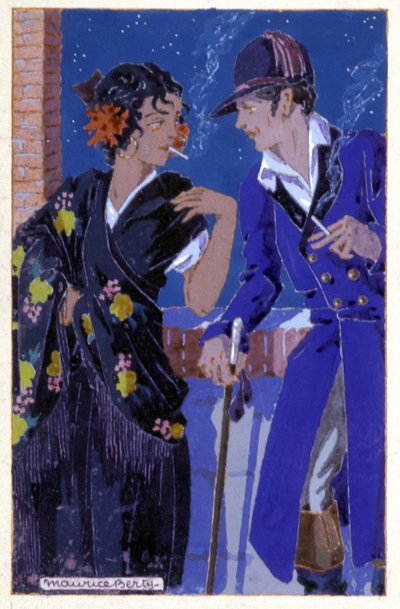 Don Jose e Carmen che fumano, c. 1930 da Maurice Berty