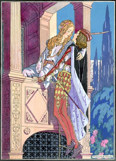 Romeo e Giulietta nella scena del balcone, c.1920 da Maurice Berty