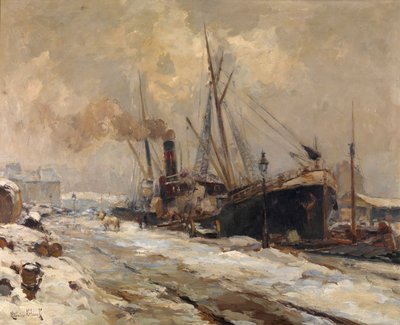 Porto di Anversa in inverno da Maurice Blieck