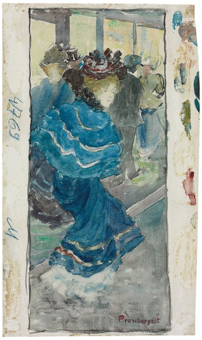 Donna elegante in abito blu da Maurice Brazil Prendergast