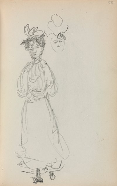 Taccuino italiano: Donna in piedi, pagina 52, 1898-1899 da Maurice Brazil Prendergast