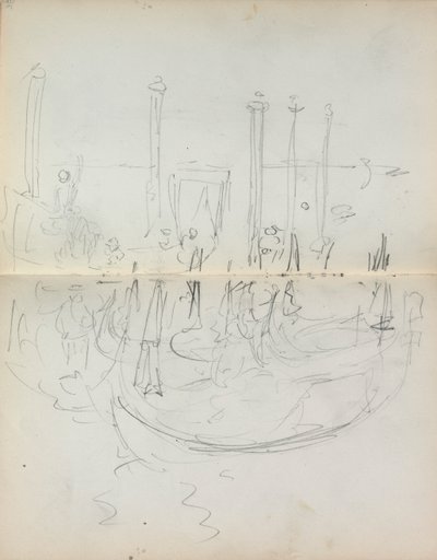 Taccuino italiano: Veduta del porto di Venezia pagine 37 e 38, 1898-1899 da Maurice Brazil Prendergast