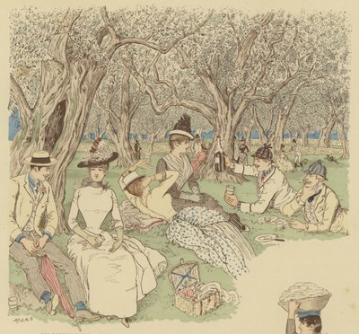 Un picnic sotto gli ulivi a Beaulieu nel sud della Francia da Maurice Charles Mathieu Bonvoisin