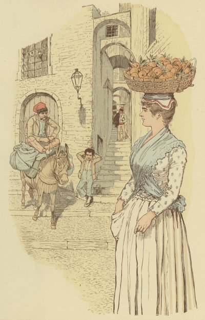 Vita di strada nei vicoli stretti del centro storico di San Remo, Italia da Maurice Charles Mathieu Bonvoisin