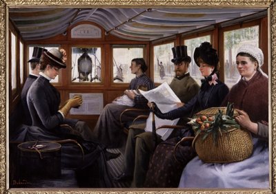 Passeggeri in un omnibus, c.1900 da Maurice Delondre