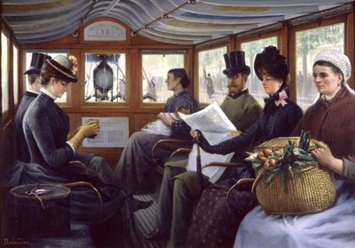 Passeggeri in un autobus a Parigi da Maurice Delondre