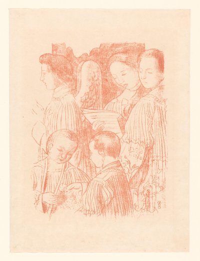 Tre angeli cantanti e due chierichetti durante la Santa Messa da Maurice Denis