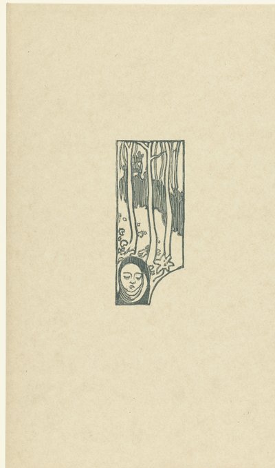 Illustrazione con testa di donna con occhi chiusi e alberi presso una poesia nella raccolta Sagesse di Paul Verlaine da Maurice Denis