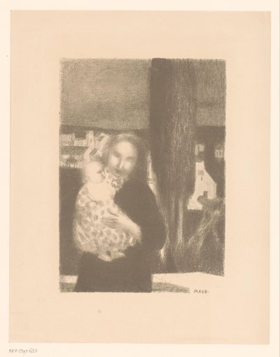 Madre con bambino vicino a un cipresso da Maurice Denis