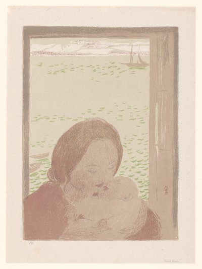 Madre con bambino davanti a una finestra da Maurice Denis