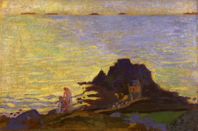 Madre e figlio sopra uno sperone roccioso da Maurice Denis