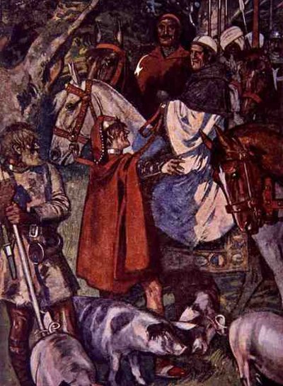 "Le vostre riverenze devono seguire questo sentiero fino a raggiungere una croce sommersa", illustrazione da 
