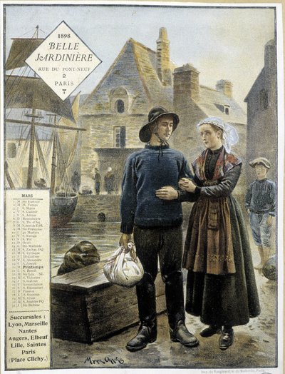 La partenza dei pescatori bretoni per Terranova - calendario del negozio La Belle Jardinière da Maurice Henri Orange