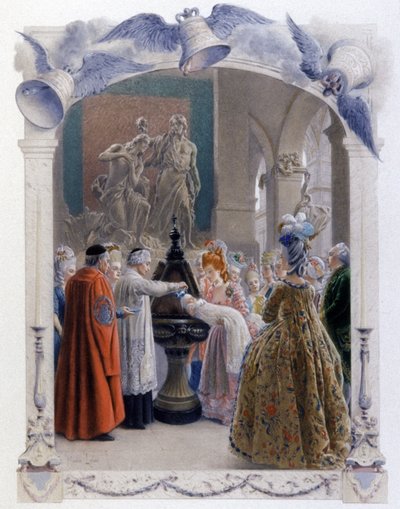 Scena di battesimo nobiliare del XVIII secolo, c.1900 da Maurice Leloir