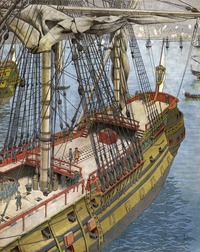Bombardamento e incendio della città di Algeri nel 1682: Abraham Marchese Duquesne (tra il 1604 e il 1610-88), un ufficiale della marina francese, osserva dalla sua nave l