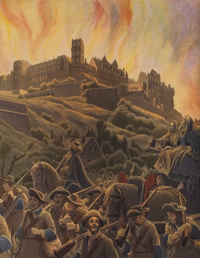 Incendio del castello di Heidelberg da Maurice Leloir