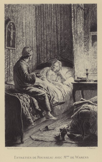 Conversazione tra Rousseau e Madame de Warens da Maurice Leloir