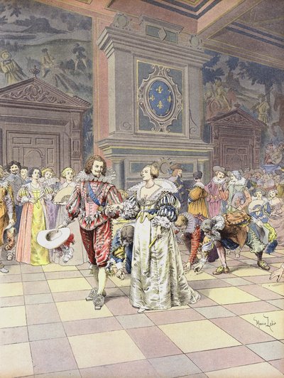 George Villiers, 1º Duca di Buckingham alla Corte in Francia da Maurice Leloir