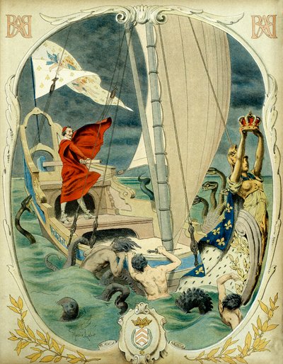 Storia della Francia: rappresentazione allegorica del cardinale Richelieu da Maurice Leloir