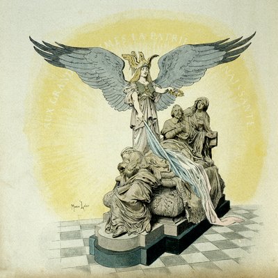 Storia di Francia: Monumento ad Armand Jean du Plessis, Cardinale di Richelieu (1585-1642), Ministro di Luigi XIII, alla Sorbona, Parigi. Illustrazione di Maurice Leloir (1853-1940) in 