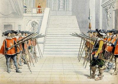 Storia della Francia: La guardia del Cardinale Richelieu (Armand Jean du Plessis) da Maurice Leloir