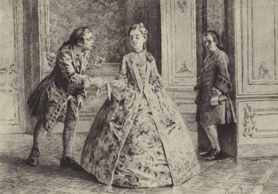 Illustrazione per il Libro III di Les Confessions de Jean-Jacques Rousseau da Maurice Leloir