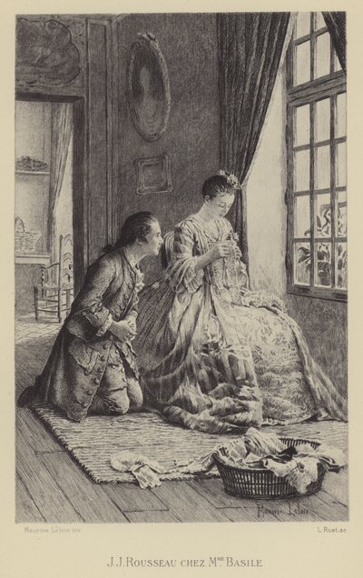 Jean-Jacques Rousseau a casa di Madame Basile da Maurice Leloir