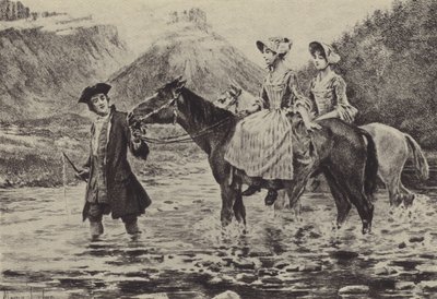 Jean-Jacques Rousseau aiuta due giovani donne ad attraversare un ruscello da Maurice Leloir