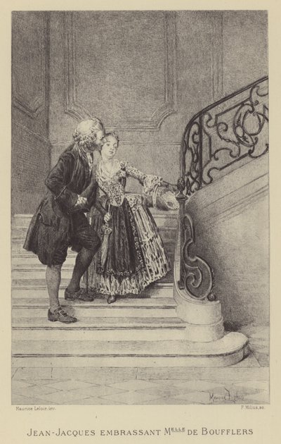 Jean-Jacques Rousseau che bacia Madame de Boufflers da Maurice Leloir