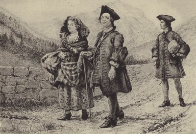 Jean-Jacques Rousseau sulla strada con due compagni da Maurice Leloir