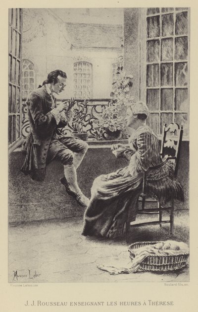 Jean-Jacques Rousseau insegna le ore a Therese da Maurice Leloir