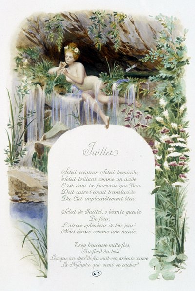Luglio "La Chanson du mois" di Jérôme Doucet, illustrazione - Maurice Leloir, ed. Reims 1904. L. Michaud da Maurice Leloir