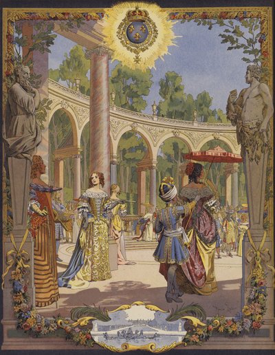 Re Luigi XIV visita i lavori a Versailles, Le Bosquet De La Colonnade da Maurice Leloir