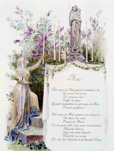 Maggio "La Chanson du mois" di Jérôme Doucet, illustrazione - Maurice Leloir, ed. Reims 1904. L. Michaud da Maurice Leloir