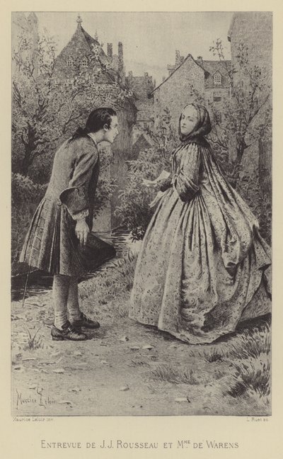 Incontro tra Jean-Jacques Rousseau e Madame de Warens da Maurice Leloir