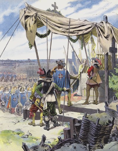 Richelieu celebra la Messa al campo di La Rochelle da Maurice Leloir