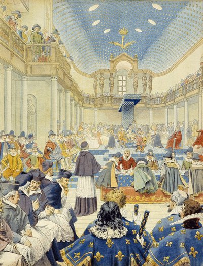 Richelieu pronunciò il discorso, a nome del clero, alla riunione di chiusura degli Stati Generali del 1614 - in "Richelieu" di Maurice Leloir da Maurice Leloir