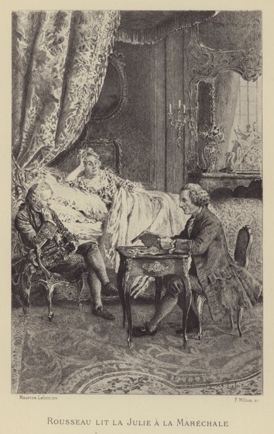 Rousseau legge il suo romanzo Julie alla Marechale da Maurice Leloir