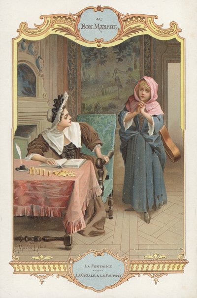 Scena dalla favola di Jean de la Fontaine La Cicala e la Formica da Maurice Leloir