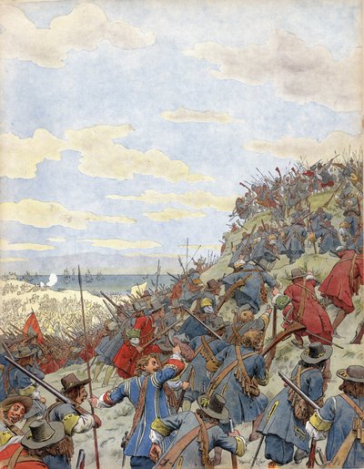 La battaglia delle Dune (vicino Dunkerque) da Maurice Leloir