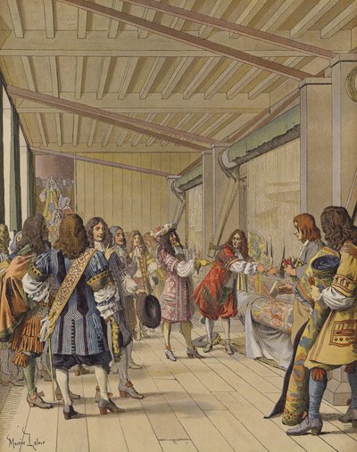 Visita di re Luigi XIV ai Gobelins, Lebrun gli mostra i laboratori da Maurice Leloir