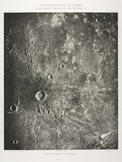 Fotografia lunare: Copernico-Keplero-Aristarcho, 1896 da Maurice Loewy